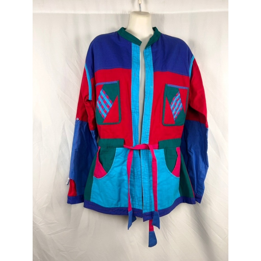 Vintage 80s Reversible Artisan Patchwork / Block … - image 1